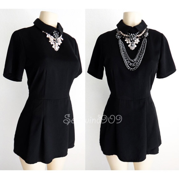 Forever 21 Dresses & Skirts - Black Peter Pan Collar Shorts Skort Romper Dress